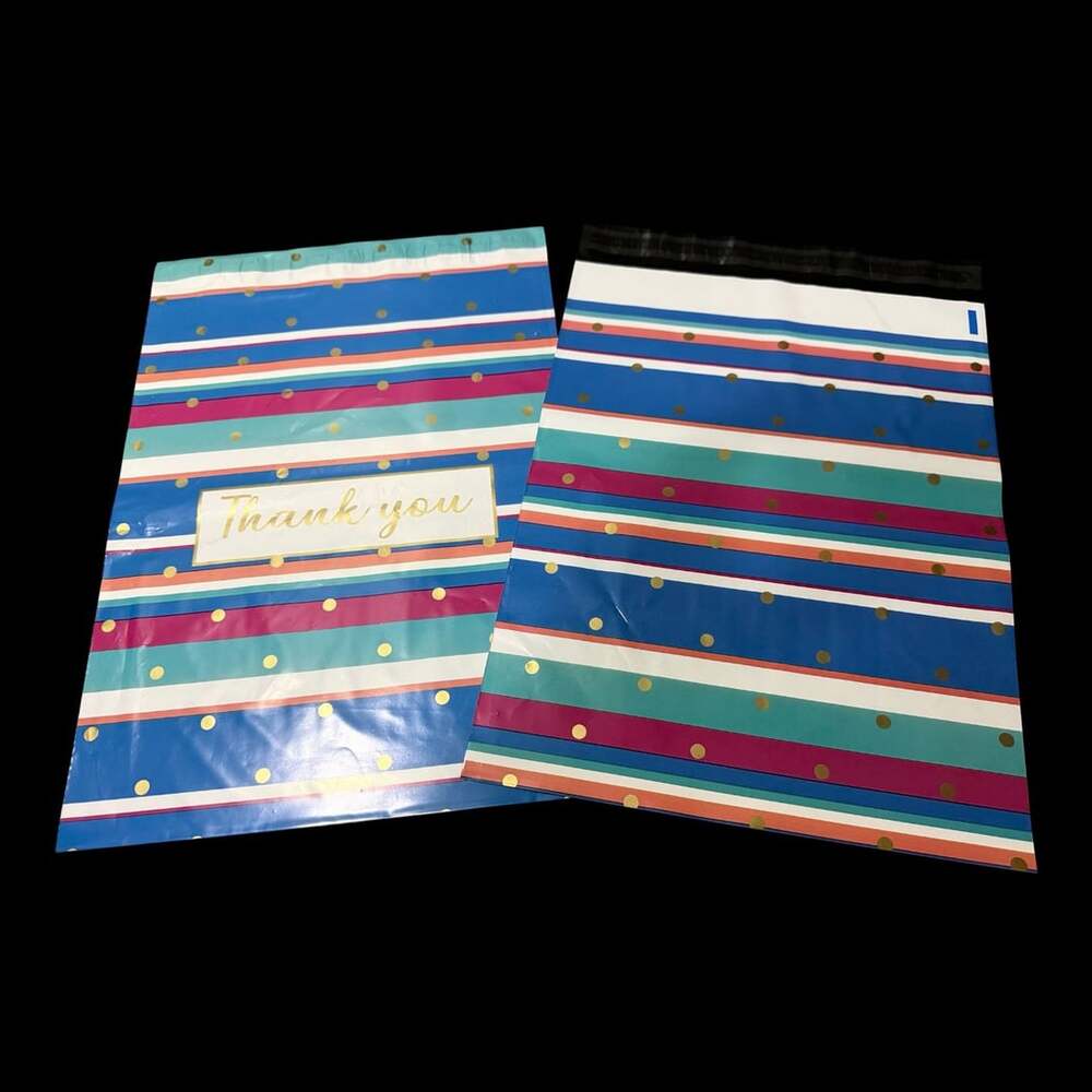 (10) 10 x 13 ‘Thank You’ Stripe Self-Sealing Poly Mailers Shipping Envelopes